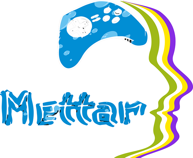 Original Mettar-Logo mit Controller und Gesichtsprofil